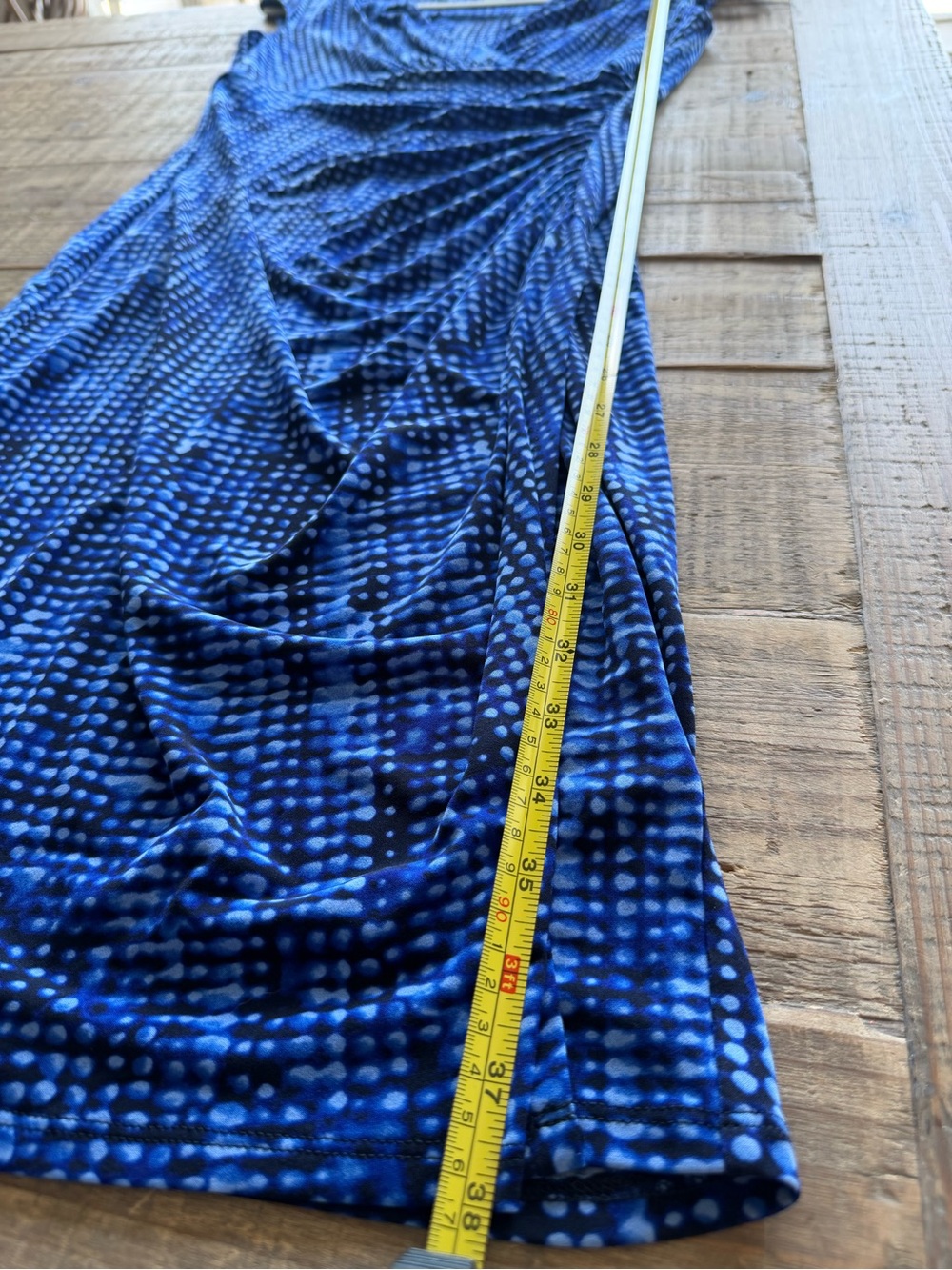 Ralph Lauren Blue and Black Midi Faux Wrap Dress - Picture 7 of 7